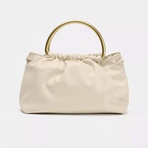Zara Cream Clutch with Gold Handles